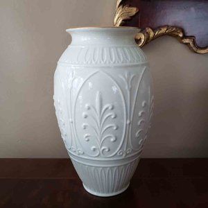 NEW Lenox Empire Vase Ceramic Ivory Gold Trim 9" Tall